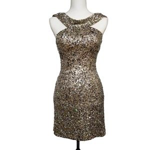 Scala Silk Silver Sequined Bodycon Mini Dress